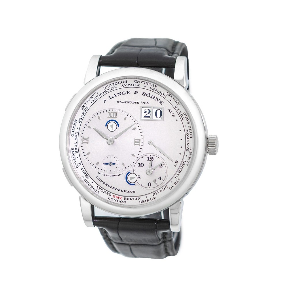 A. Lange & Sohne 42mm Platinum Lange 1 Time Zone World 116.025 Box Warranty 2006