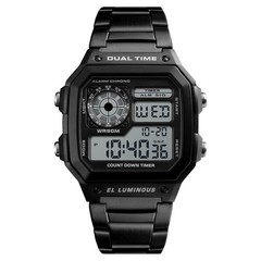 Reloj Digital Multifuncion Hombre Doble Hora Alarma Cronometro Retroiluminado