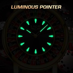 LIGE Men’s Roulette Casino Quartz Watch 49mm Rotating Dial Luminous Waterproof