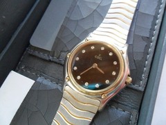 Luxury Lady’s Ebel Wave Swiss 18k Gold & S/S Diamond Dial Watch Runs w/ Box