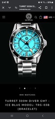 MMI GMT Turret Ice Blue Lume Watch 316L Stainless Steel 40mm 300m X1 C3 BGW9