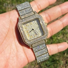 Men’s Square Watch Luxury Rapper Simulated Diamond Metal Hip Hop Style Iced