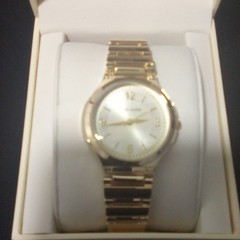 Anne Klein Women’s Gold-Tone Bracelet Quartz Analog Watch Silver Dial w/Box