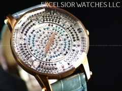 RARE NOS RENATO BEAUTY COLLEZIONI SAPPHIRE PAVE DIAL ALLIGATOR STRAP SS WATCH