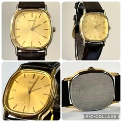 SEIKO Charriot 5P31-5160 Gold Tone Quartz Watch Genuine Leather Band