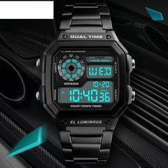 Reloj Digital Multifuncion Hombre Doble Hora Alarma Cronometro Retroiluminado
