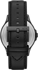 ARMANI EXCHANGE AX2411 THREE HAND SILVER DIAL BLACK LEATHER STRAP 46MM MEN WATCH