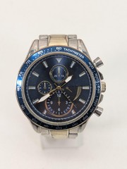 FMD Mens Watch 44mm Blue Dial Silver Tachymeter Chronograph FMD 1803 Bracelet