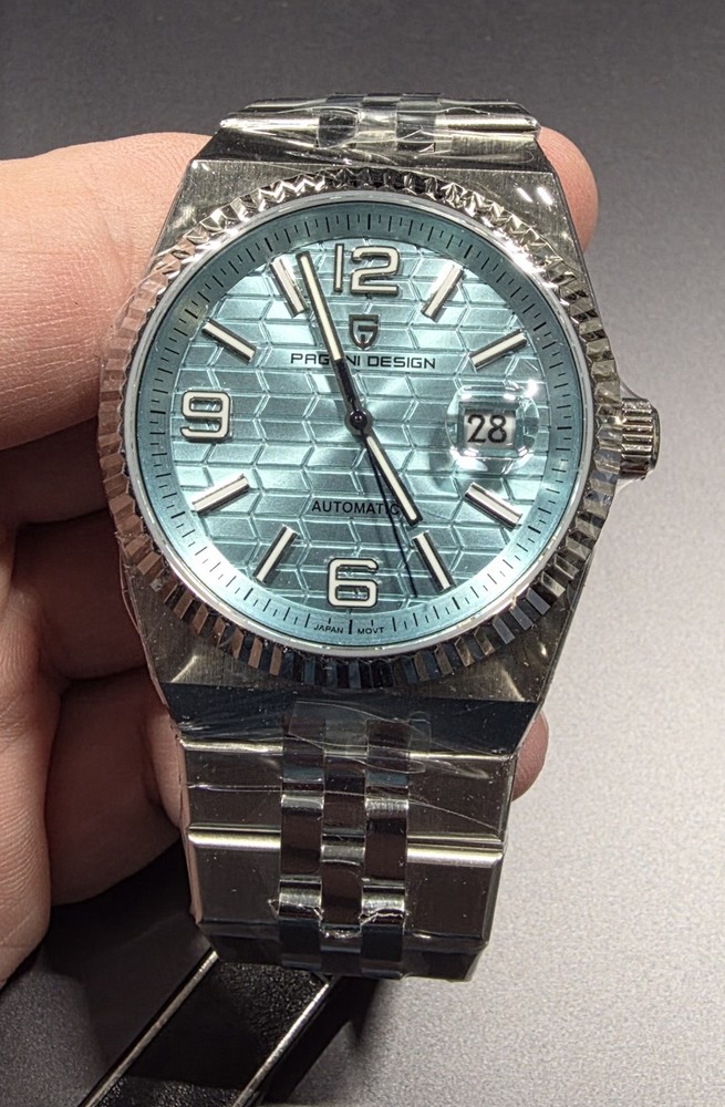 PAGANI DESIGN Honeycomb Baby Blue Dial Automatic Miyota Movement Watch for Men