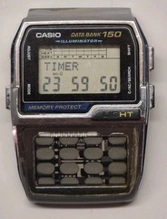 Casio Data Bank 150 1477 DBC-150 Silver Tone Digital 34mm Watch AS IS FOR PARTS