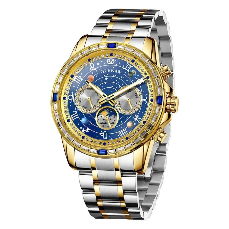 43MM GLENAW Automatic Men Watch Luxury 30M Waterproof Stainless Steel Analog NEW