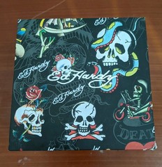 Ed Hardy Men’s Beaded Skull Matte Black Silicone Strap Analog 55mm Watch