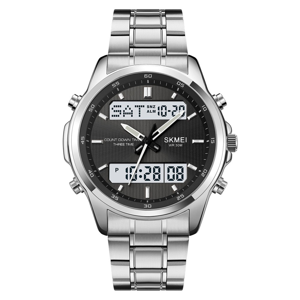 SKMEI Dual Analogue Digital Watch Stainless Steel Date CHRONO Sport Men Watches
