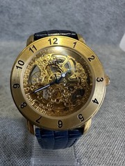 SUG 1883 Automatic 38MM Pink Gold Skeleton Authentic Leather Band