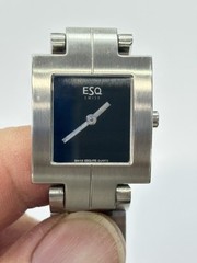 Movado ESQUIRE ESQ Quartz Watch Women 23mm Square Black Dial New Battery