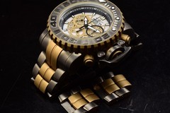 Invicta Men’s SEA HUNTER MOP Chrono Gunmetal/Khaki Bracelet SWISS Watch-RARE