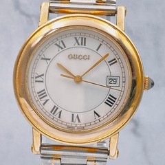 Gucci Men’s Gold Roman Dial Watch 7200M Working Authentic