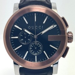 Gucci G-Chrono YA101202 Quartz Black Chronograph Leather Strap From Japan