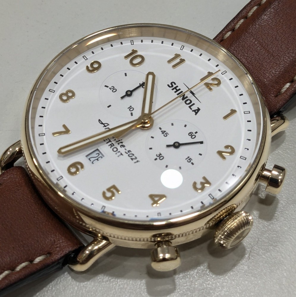 Shinola Canfield Chrono 43mm Mens Watch Gold Colored