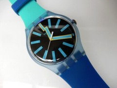 FLASHWHEEL! New Gents BLUE & GREEN Swatch with Silicone Strap! NIB-RARE!