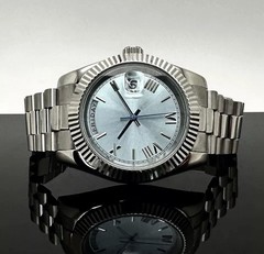 Custom 40mm President Light Blue Dial Style Mod Watch w/ Miyota 8285 Automatic