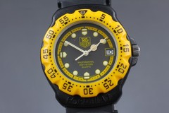 *Near MINT* Vintage TAG Heuer 380.513/1 Black & Yellow Date Men’s Quartz Watch