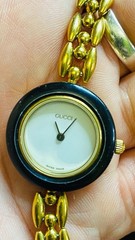 GUCCI Change Bezel Watch Quartz Vintage Ladies Watch Gold Plated Works 11/12.2