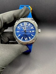 Invicta Akula 48mm Blue Dial Quartz Date 100m Silver Case Blue Rubber Box