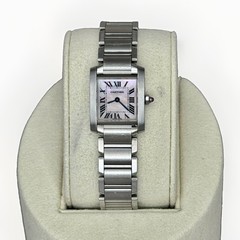 Cartier Tank Small Francaise 2384 Stainless Steel 20 X 25mm Pink Mother Of Pearl