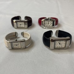 lot Of 4 Eikon Women’s Cuff Style Watch White Red Black Blue Band