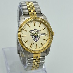 Men’s GRAPEVINE Two-Tone Champagne Dial, All Steel Watch, Day/Date, Fluted Bezel