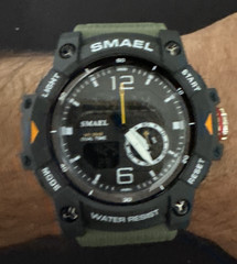 SMAEL No. 1545 WR 50M Dual Time Quartz Analog Digital Men’s Watch GREEN BAND