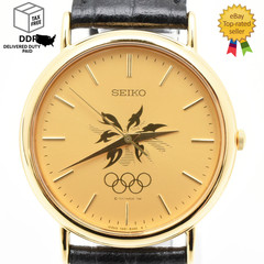 [UNUSED w/Box] SEIKO 7N21-8A00 Nagano Olympic Model Gold Quartz Watch 34mm JAPAN