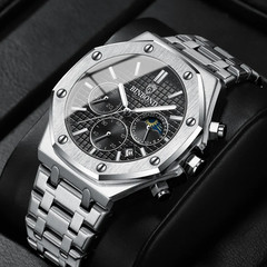 BINBOND Fashion Business Top Luxury Quartz Watch Watches Stainless Steel Water
