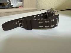 Lucien Piccard Chronograph 26583 Stainless Steel brown rubber band watch 44mm