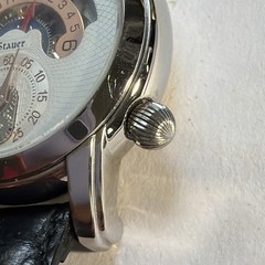 Stauer Automatic Dress Watch 3 ATM Silver Steel White Arabic Dial Black Leather