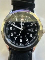 Victorinox Swiss Army Men’s Watch Black Dial Leather Band – Not Working