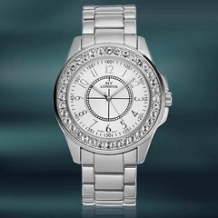NEW NY London 9260-SS Men’s Uptown Watch Silver Case Band Crystal White Dial