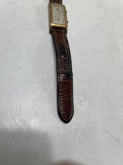 Vintage Teslar Dual Time Quartz Wristwatch Women Brown Leather Strap Analog Dial
