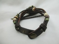 Viser Analog Wristwatch Brown Boho Multi-Stranded Band Bronze Tone Beaded
