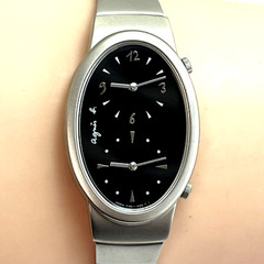 Seiko agnes b. Y150-IN20 Dual Time Quartz Japan Oval SS Bracelet Watch #B818