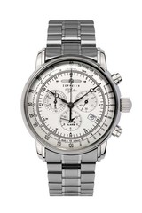 Zeppelin 100 Jahre Chronograph White with Metal Bracelet | Silver Dial 42mm Wris