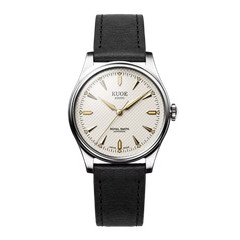 KUOE Kyoto Royal Smith 90-006 Ivory Waffle Dial Watch New Black Leather Band JPN