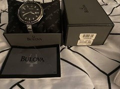 Authentic Bulova Men’s Brushed and Polished Stainless Steel Diamond Watch 98E110
