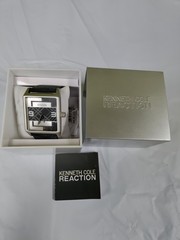 Kenneth Cole Reaction Mens 41mm Square Geometric Watch Black Leather