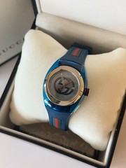 NEW Gucci Sync L 36mm Blue Rubber Strap Quartz Unisex Designer Watch YA137304