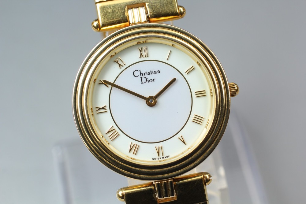 [Near MINT] Vintage Christian Dior 3052 30mm Roman Gold Dial Quartz Men’s Watch