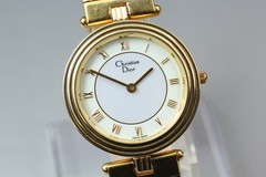 [Near MINT] Vintage Christian Dior 3052 30mm Roman Gold Dial Quartz Men’s Watch