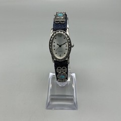 Avon Women Watch 20mm Silver Tone Blue Denim Band Blue Stone Accents New Battery