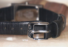 GUCCI 1600 Stainless Steel 83003L & Black Leather Quartz Watch *NEEDS BATTERY